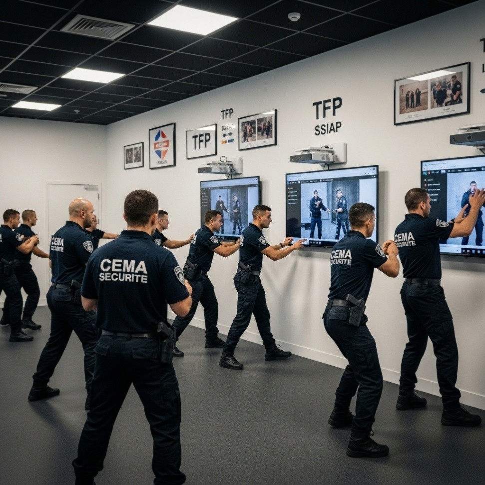 Centre de formation moderne avec des agents de sécurité en formation