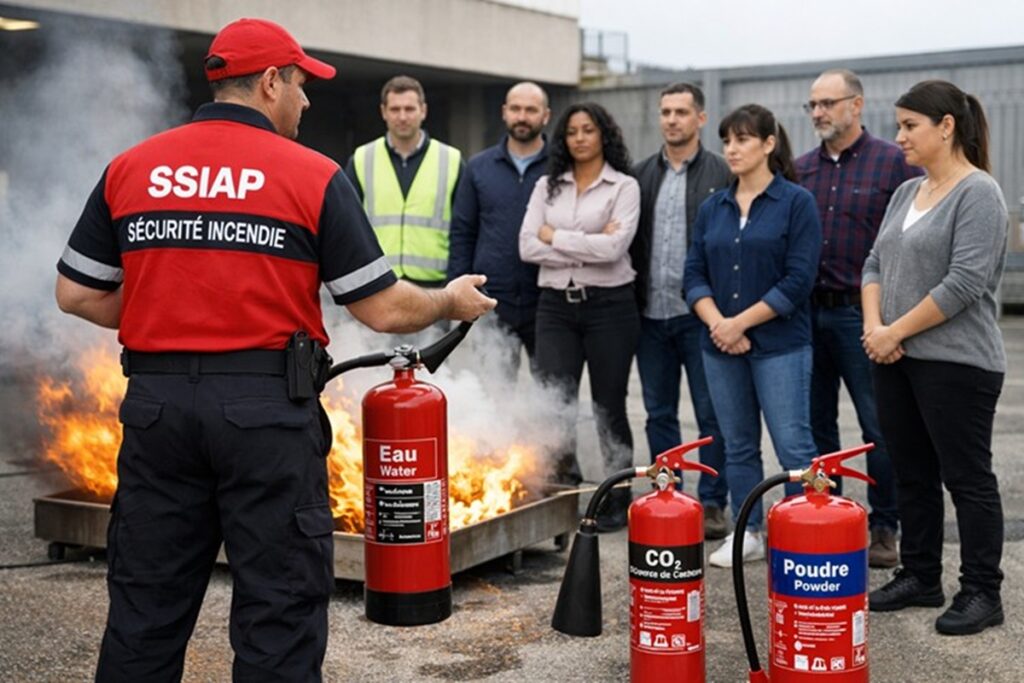 Démonstration lors d’une formation en sécurité incendie