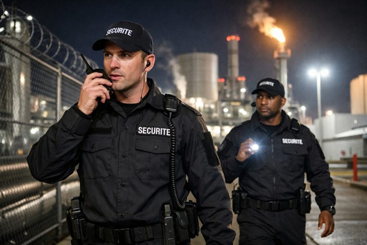 Agents de sécurité patrouillant sur un site sensible