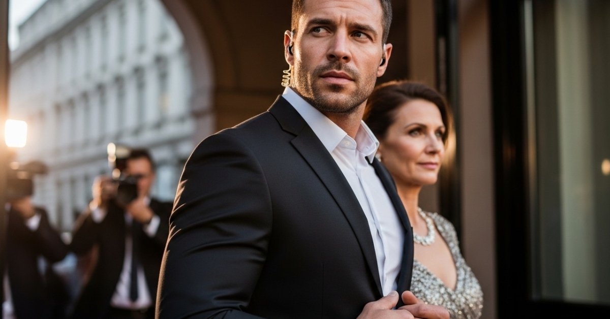 Un agent de sécurité protégeant une célébrité