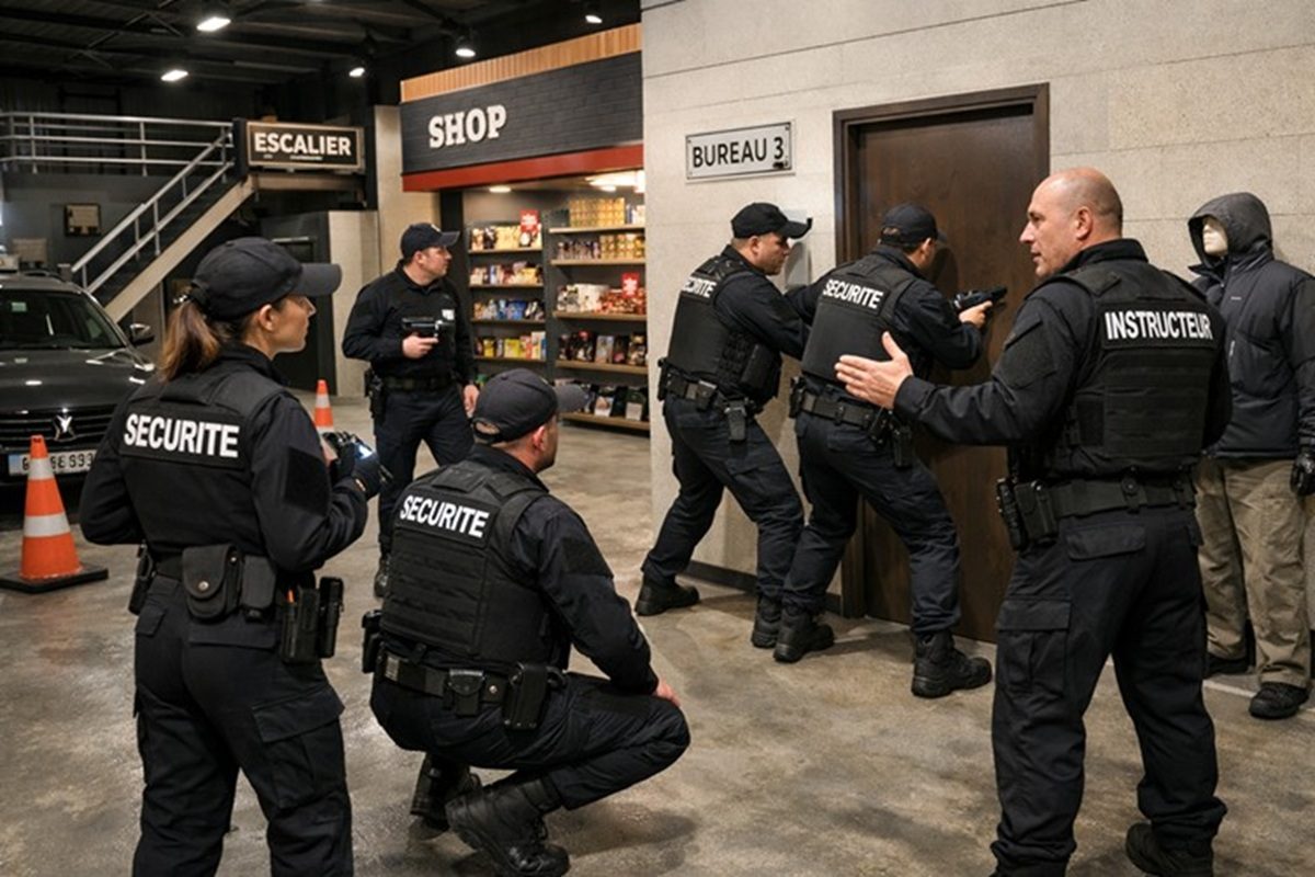 Agents de sécurité privée en formation pratique