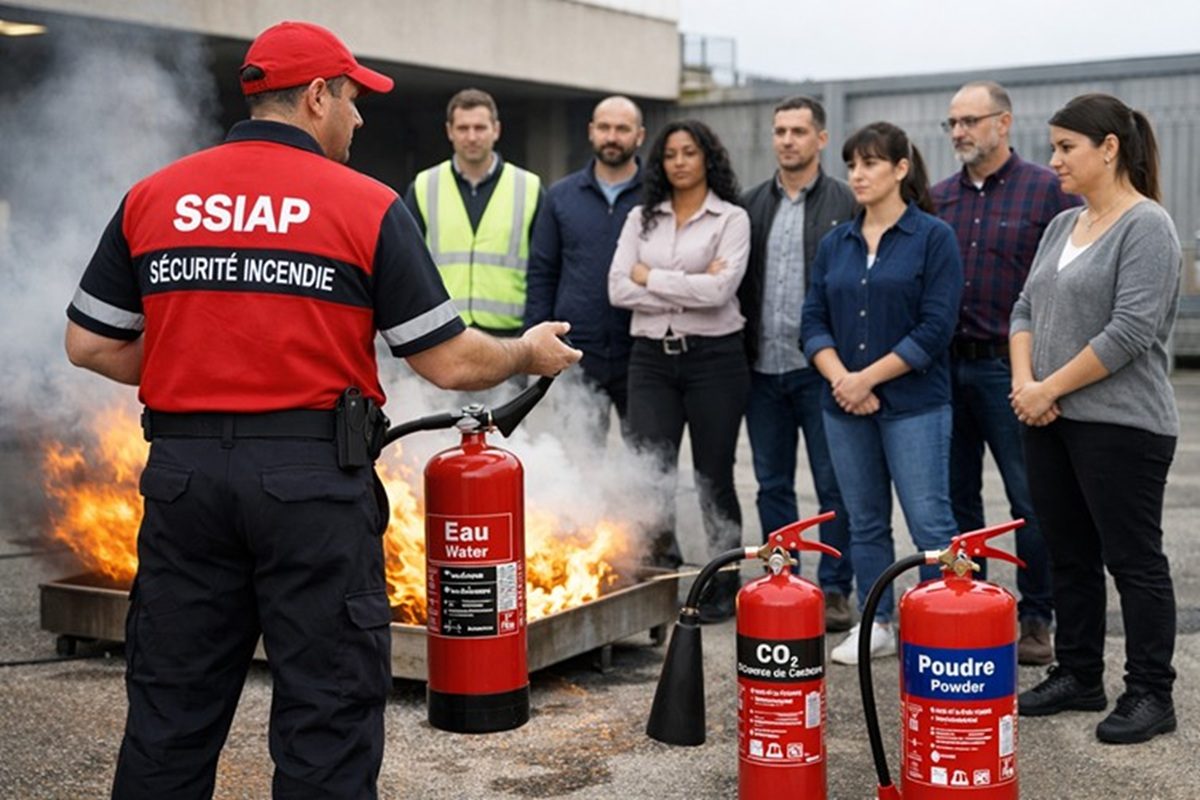 Démonstration lors d’une formation en sécurité incendie