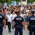 Agents de sécurité assurant la surveillance d’un festival