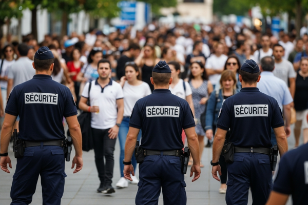 Agents de sécurité assurant la surveillance d’un festival