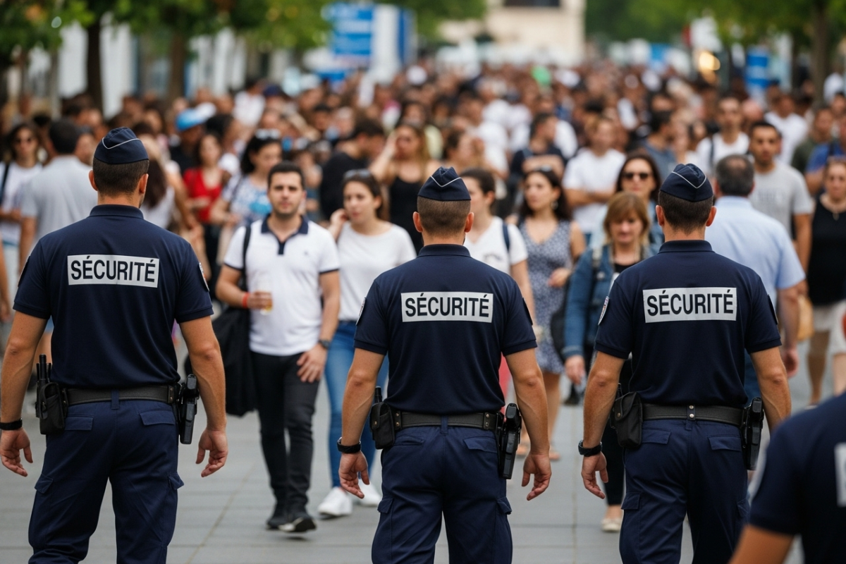 Agents de sécurité assurant la surveillance d’un festival