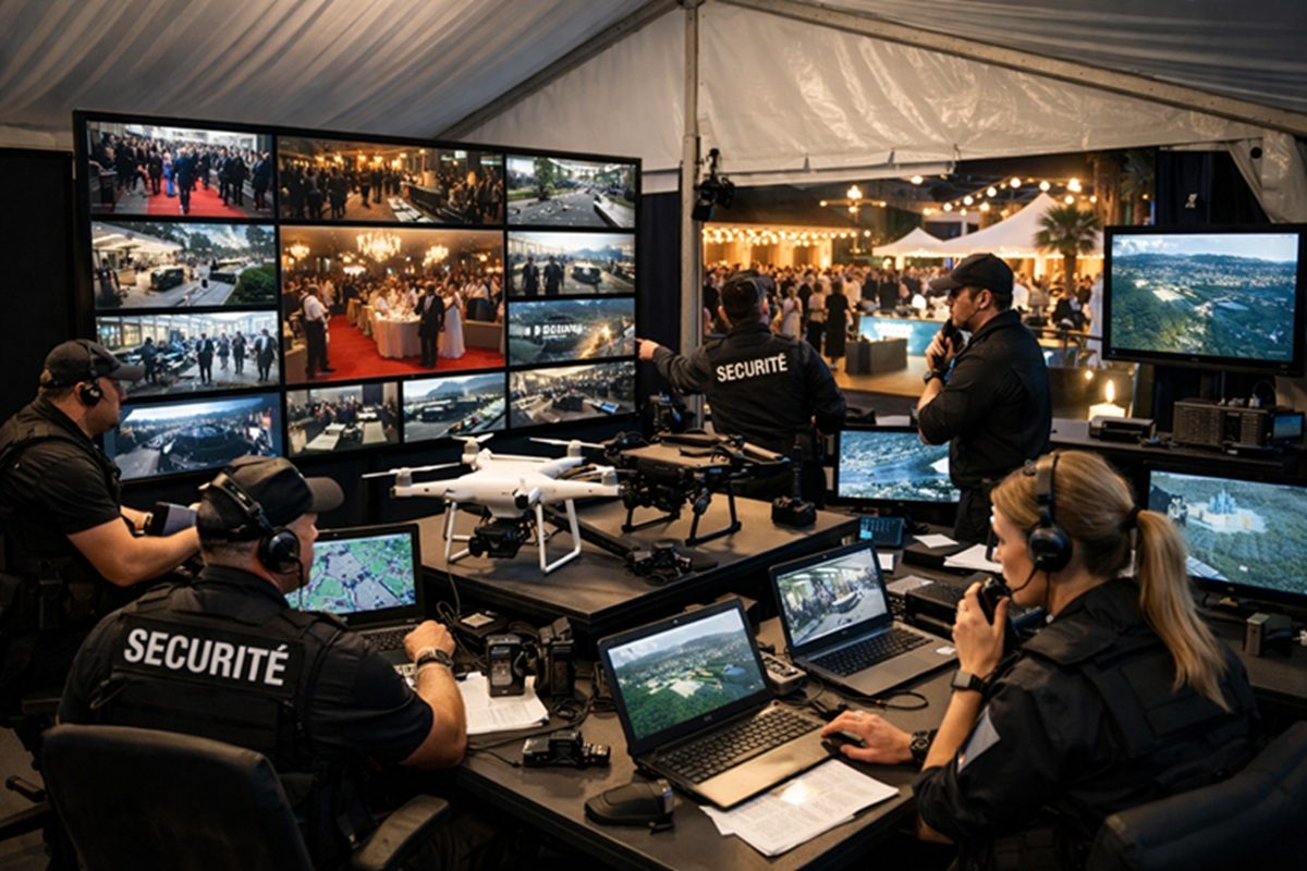 Sécurité privée supervisant la vidéosurveillance
